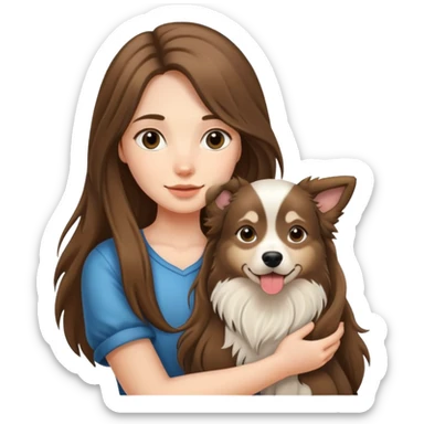 Black long-haired girl holding an Alaskan dog sticker