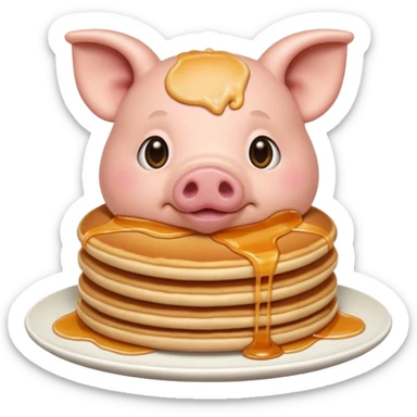 Pig eating pancakes sticker