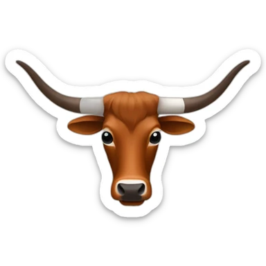 Texas Longhorn with solid brown face, long long long horns sticker