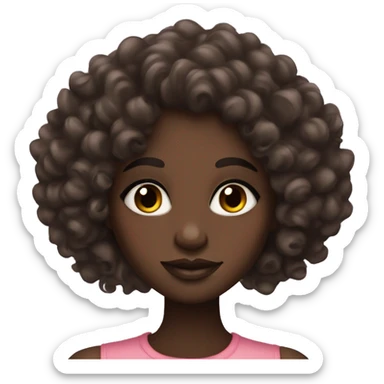 Dark skin girl,curly hair,long lashes with lip gloss  sticker