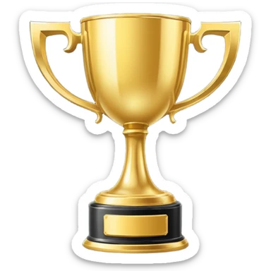 single golden winner trophy cup emoji, shiny metallic, minimal flat vector style, isolated on white background, no text, no watermark  sticker