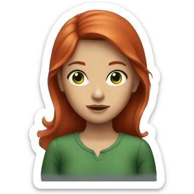 Girl with red hair and dark green eyes sticker