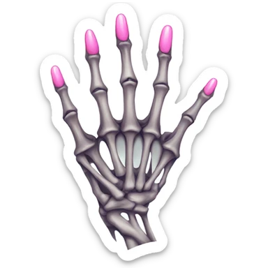 skeleton hand with long pink nails sticker