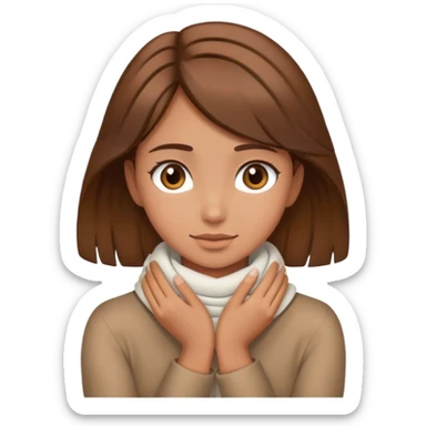 brown hair girl with hands wrapped around her neck  sticker