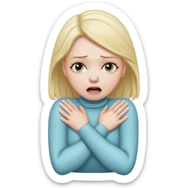 white girl with arms on her neck fake chokinh herself  because she is stressed  sticker