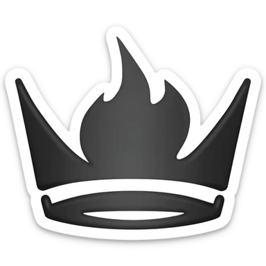 generate a black crown with a black flame sticker