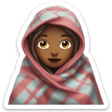 Girl in blanket cold sticker
