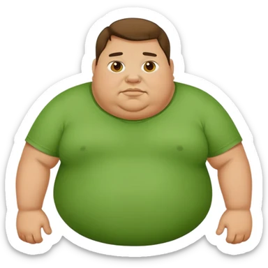 Fat person wearing green shirt sticker