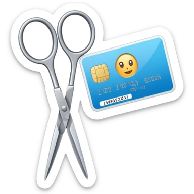 Scissors cutting ID card in half sticker
