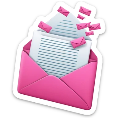 A vibrant pink email envelope at the top of a cascading data waterfall, symbolizing automated waterfall enrichment with flowing verified contacts. sticker
