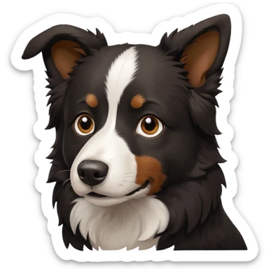 border collie predominantly black fur with brown on the eyebrows and neck, no white fur sticker
