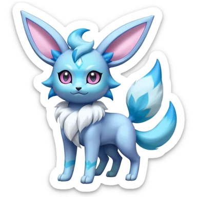 Futuristic Fluffy Glaceon-Espeon-Sylveon-Umbreon-hybrid, full bod sticker
