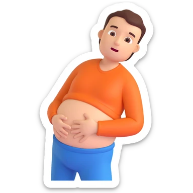 A person with stomach ache sticker