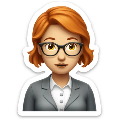 red hair woman nutritionist with glasses sad thinking about money sticker