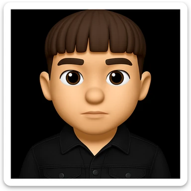 Re-dress the young man in the image wearing a black denim jacket, while preserving the 3D emoji style look and feel. sticker