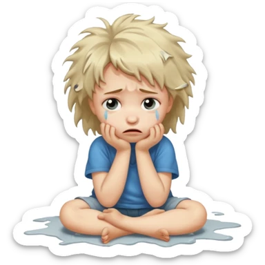 child crying on floor sticker