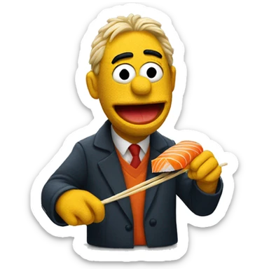 bert the muppet eating sushi sticker