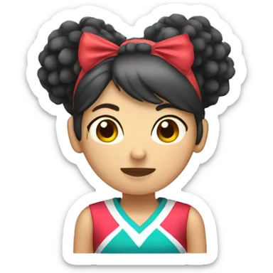 asian girl with cheerleading pom pom  sticker