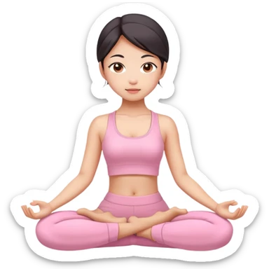 asian yoga girl light pink clothes  sticker