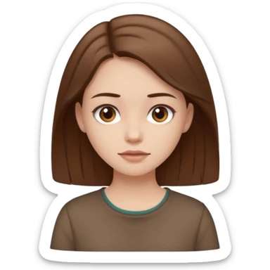 Pale girl brown hair and wearing brown shirt  sticker