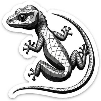 An Mc. Eisher style interlocking geometric shape of a lizard sticker