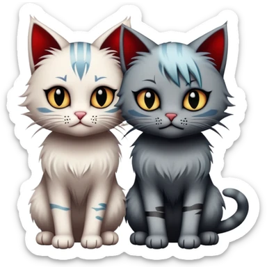 two emo cats in love, both with visible tattoos and cool, edgy hair sticker