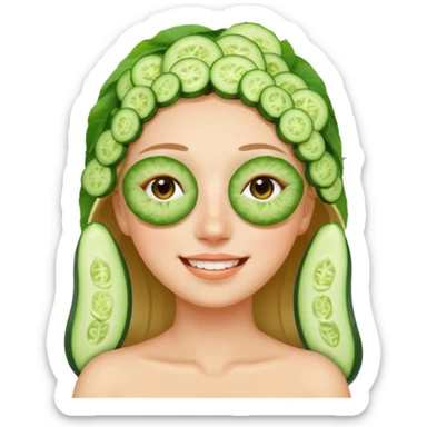 🧖‍♀️ girl with cucumber pieces over eyes relaxing  sticker