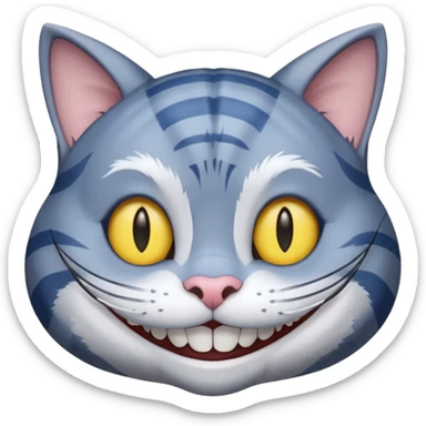Chat de cheshire gris a rayure bleu sticker