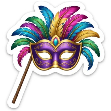 carnival mask with a stick handle sticker