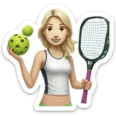 White Girl playing Pickleball sticker