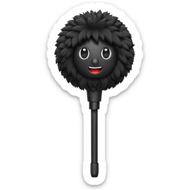 boom fluffy microphone with stick sticker