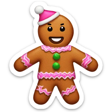 Pink Christmas sweater with gingerbread man sticker