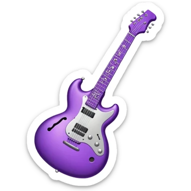 a purple Christmas ornament with a guitar sticker
