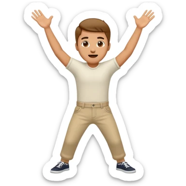 Guy emoji with hands up and out saying why with his pants by his ankles sticker