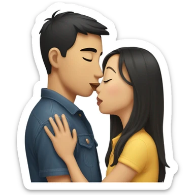 asian girl kissing american boyfriend  sticker