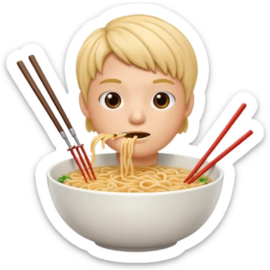 single bowl of noodles for one person eating sticker
