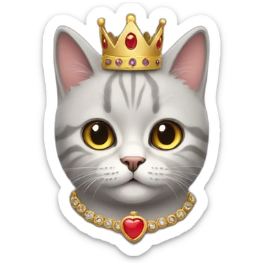 a cute british  cat wearing a crown sticker