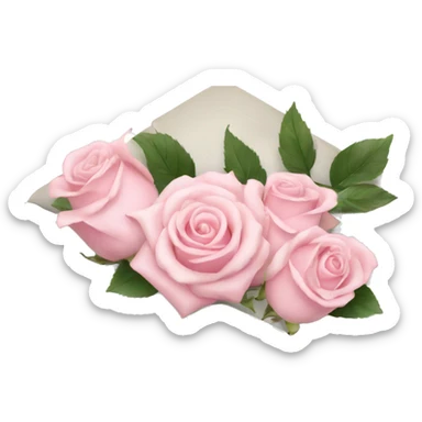 White envelope with light pink roses sticker