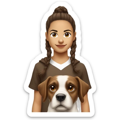 uma menina com cabelo castanho longo e liso olhos castanho pele bege com a camiseta do real Madrid e um cachorro sticker