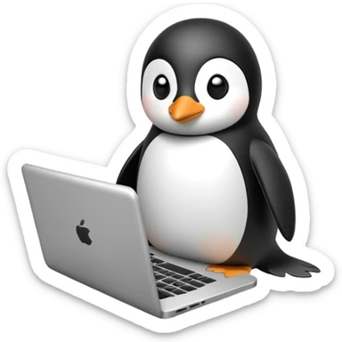penguin with laptop coding sticker