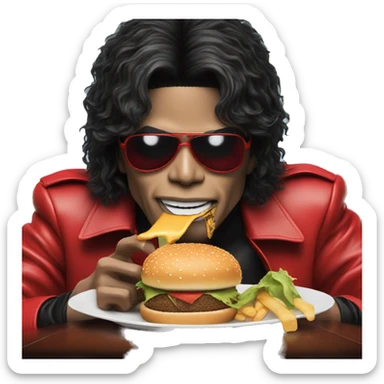 Michael Jackson in red Thriller suit eating a burger  sticker