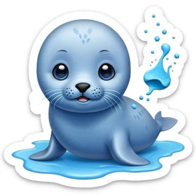 Baby seal smelling blue powder and get hyped sticker