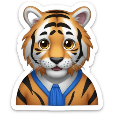 an tiger with a blue fur coat and white secondary coat with dark blue stripes sticker