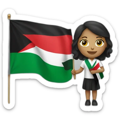 white women holding palestine flag sticker