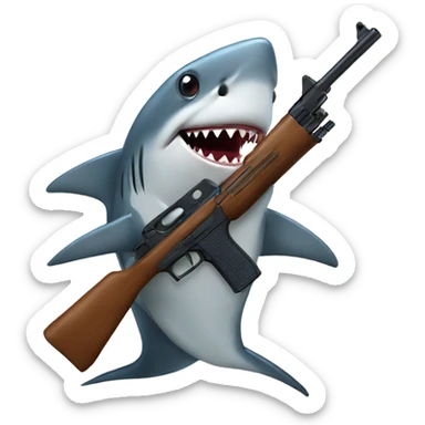 Shark with a gun sticker