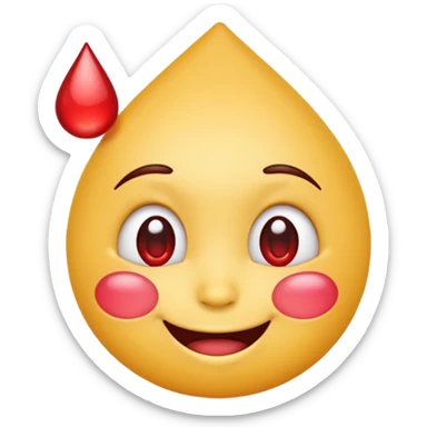 Emoji face with water drop on head but make water drop red sticker