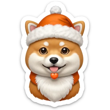 Shiba inu gif portant un chapeau de noel avec un pompon blanc qui bouge sticker