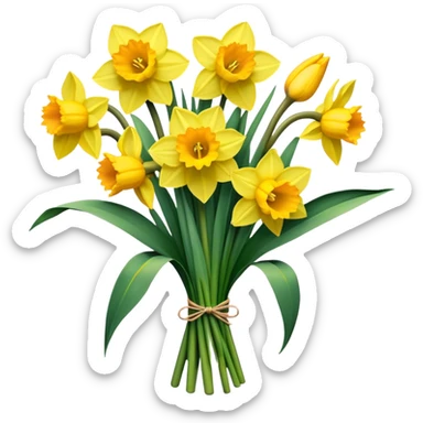 big bouquet Daffodil, stem, leaf sticker