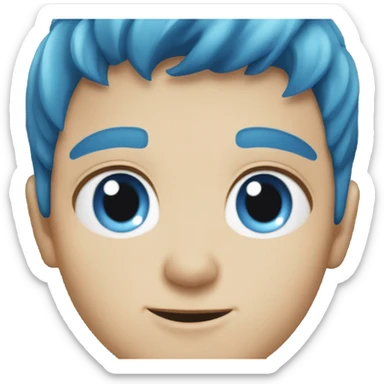 Young Caucasian boy with blue eyes and blue hair sticker