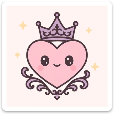 gothic heart with a gothic crown, kawaii style, ornate, dark, elegant sticker